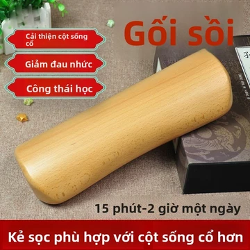 Gối gỗ đặc, gối cổ, sửa chữa cột sống cổ, gối cứng đặc biệt, gối gỗ chống cong, gối hình trụ, gối massage