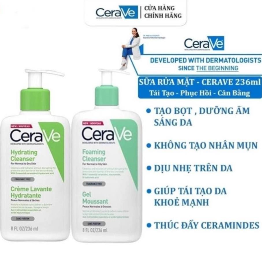 Sữa rửa mặt Cerave Foaming Cleanser, Hydrating Cleanser, SA Cleanser ...