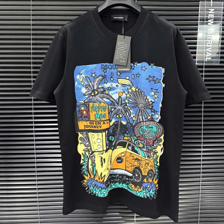 Áo Phông Boy Phố Dsquared2 Cổ Tròn Ngắn Tay In Hình Dsq Siêu To Đẹp 2 Màu Trắng Đen Chất Cotton Premium Cao Cấp New 2025