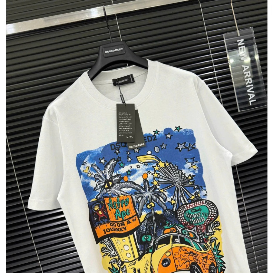 Áo Phông Boy Phố Dsquared2 Cổ Tròn Ngắn Tay In Hình Dsq Siêu To Đẹp 2 Màu Trắng Đen Chất Cotton Premium Cao Cấp New 2025