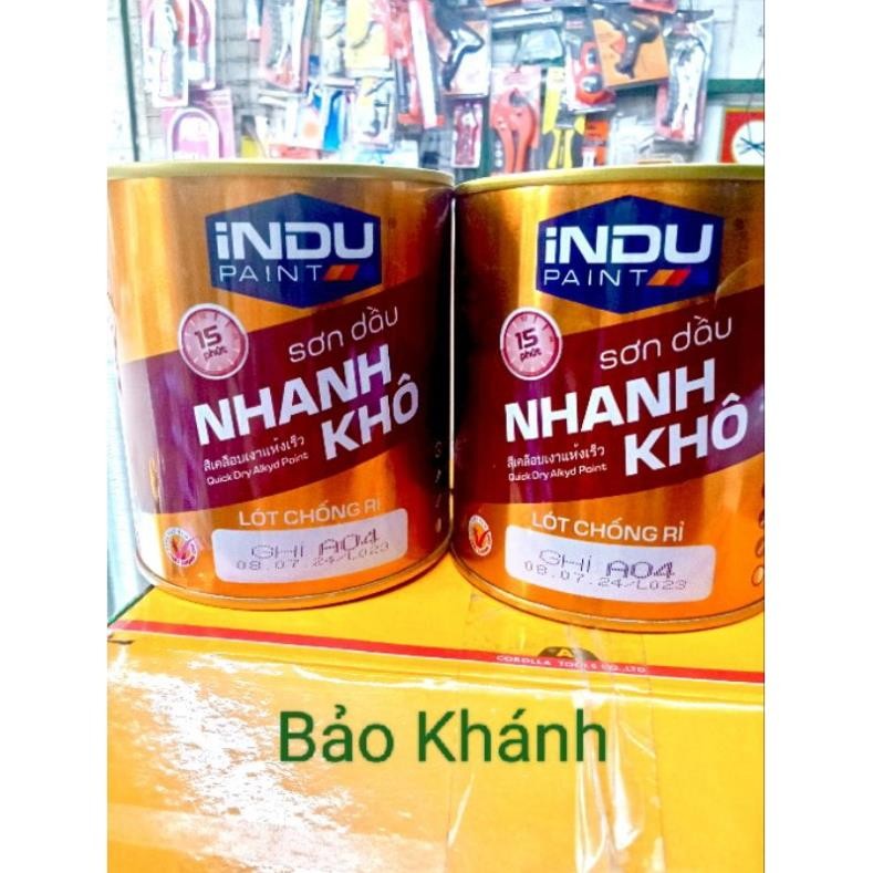 Sơn chống rỉ INDU màu ghi A04, sơn dầu nhanh khô màu GHI | Shopee Việt Nam