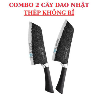 Bộ đôi dao Nhật Bản cán dài siêu sắc - Dao thép không gỉ chuyên dùng để thái thịt, combo 2 chiếc.