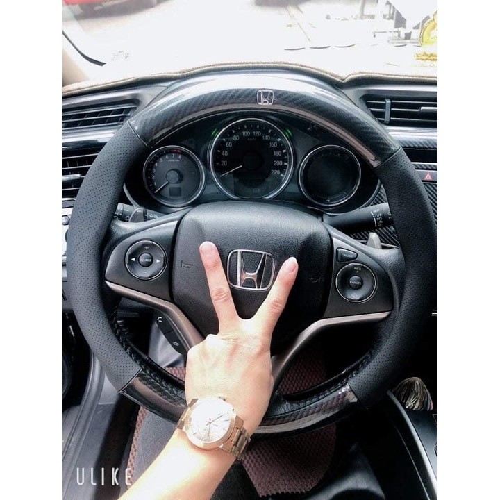 Bọc vô lăng Carbon xe Honda City, CRV, HRV, BRV, Brio, Accord, Jazz vân carbon size 38cm