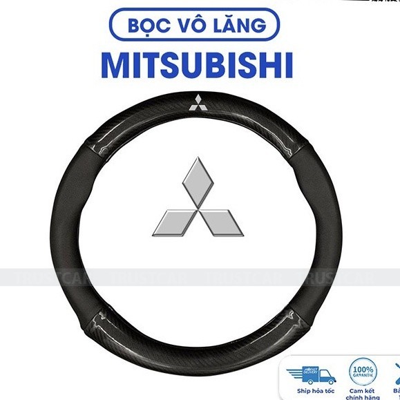 Bọc vô lăng Carbon xe Mitsubishi Xpander, Xforce, Pajero, Attrage, Mirage, Triton, Outlander size 38cm