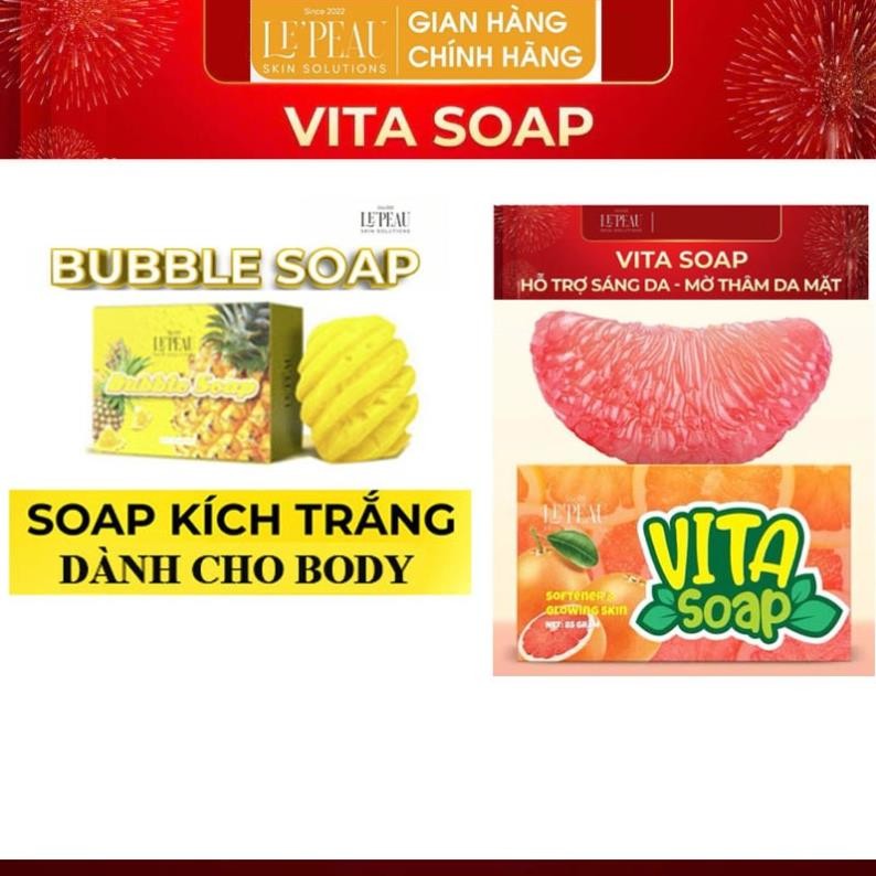 Xà Bông Tắm Trắng Body Bubble Soap LE'PEAU 65gr, Cục Xà Bông Tắm Trắng Thơm, Gói Tắm Da Da - Chính Hãng