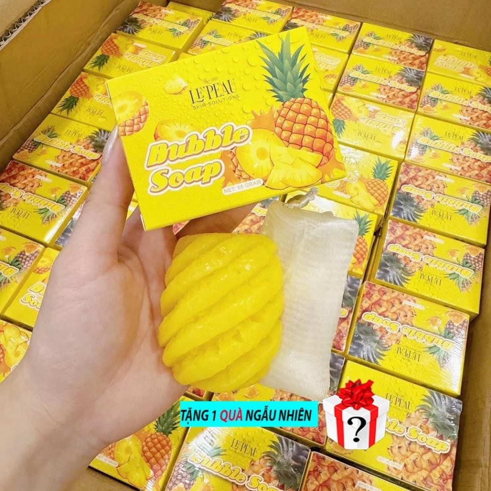 Xà Bông Tắm Trắng Body Bubble Soap LE'PEAU 65gr, Cục Xà Bông Tắm Trắng Thơm, Gói Tắm Da Da - Chính Hãng