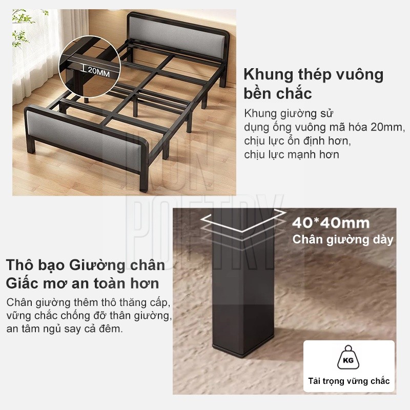 Giường Sắt Gấp Gọn Thông Minh 90cm/1m2/1m5  Giường Xếp Văn Phòng Nhà Trọ Đa Năng Không Cần Lắp Đặt