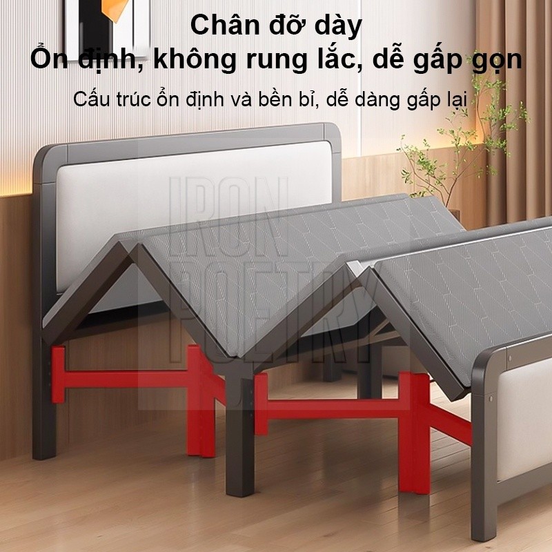 Giường Sắt Gấp Gọn Thông Minh 90cm/1m2/1m5  Giường Xếp Văn Phòng Nhà Trọ Đa Năng Không Cần Lắp Đặt