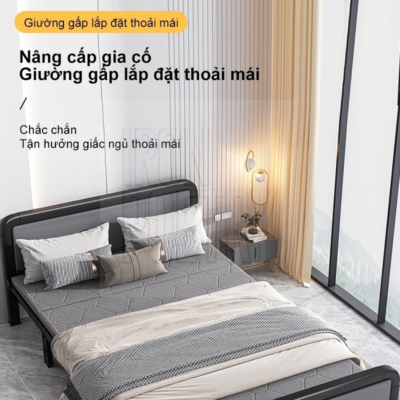 Giường Sắt Gấp Gọn Thông Minh 90cm/1m2/1m5  Giường Xếp Văn Phòng Nhà Trọ Đa Năng Không Cần Lắp Đặt