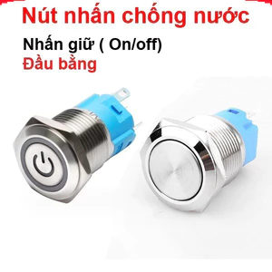 Nút Nhấn Chống Nước Đầu Bằng - Nhấn Giữ Khóa, Lỗ Khoét 12mm-22mm, Chất Liệu Inox IP65