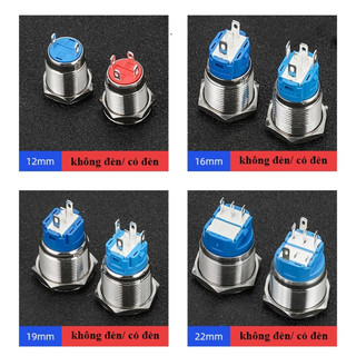 Nút nhấn chống nước đầu bằng / đầu cao ( Nhấn Giữ / nhấn nhả ) lỗ khoét 12mm/16mm/19mm/22mm