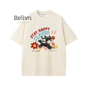 Áo Thun In Hình Stay Happy Clever (có size 9-105kg) Hot Trend 2026