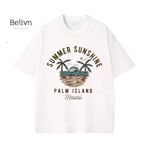Áo thun gia đình regular cotton HÌNH PALM ISLAND (9-95kg) Hot Trend 2026