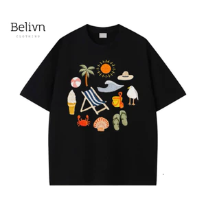 Áo thun regular cotton unisex MÙA HÈ BIỂN (9-92kg) Hot Trend 2026