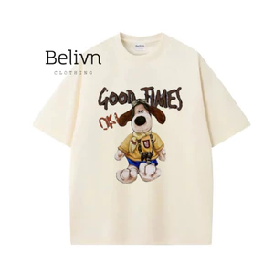 Áo cặp đôi in hình chú 🐶 goodtimes - MÀU KEM (có9-105kg) Hot Trend 2026