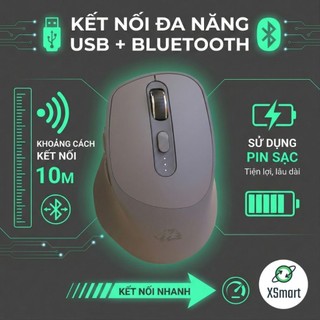 Chuột Không Dây Máy Tính Bluetooth X7 Wireless Pin Sạc Kết Nối 2 Chế Độ Cho Mọi Thiết Bị Máy Tính