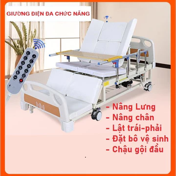 Giường Điện Đa Năng Y Tế Cao Cấp Cho Bệnh Nhân – Nâng Hạ Điện, Lật Trái Phải, Bô Vệ Sinh Tự Động Bằng Điện