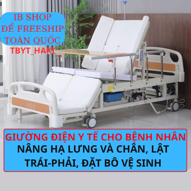 Giường Y Tế Điện Đa Năng Cao Cấp Cho Bệnh Nhân – Nâng Hạ Lưng Chân, Lật Trái Phải, Bô Vệ Sinh Tự Động