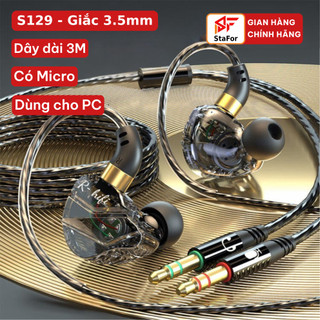 Tai nghe GAMING cho PC/Laptop/Điện thoại nhét tai in ear dây dài 3M có mic đàm thoại jack USB, Type C, Micro 3.5mm