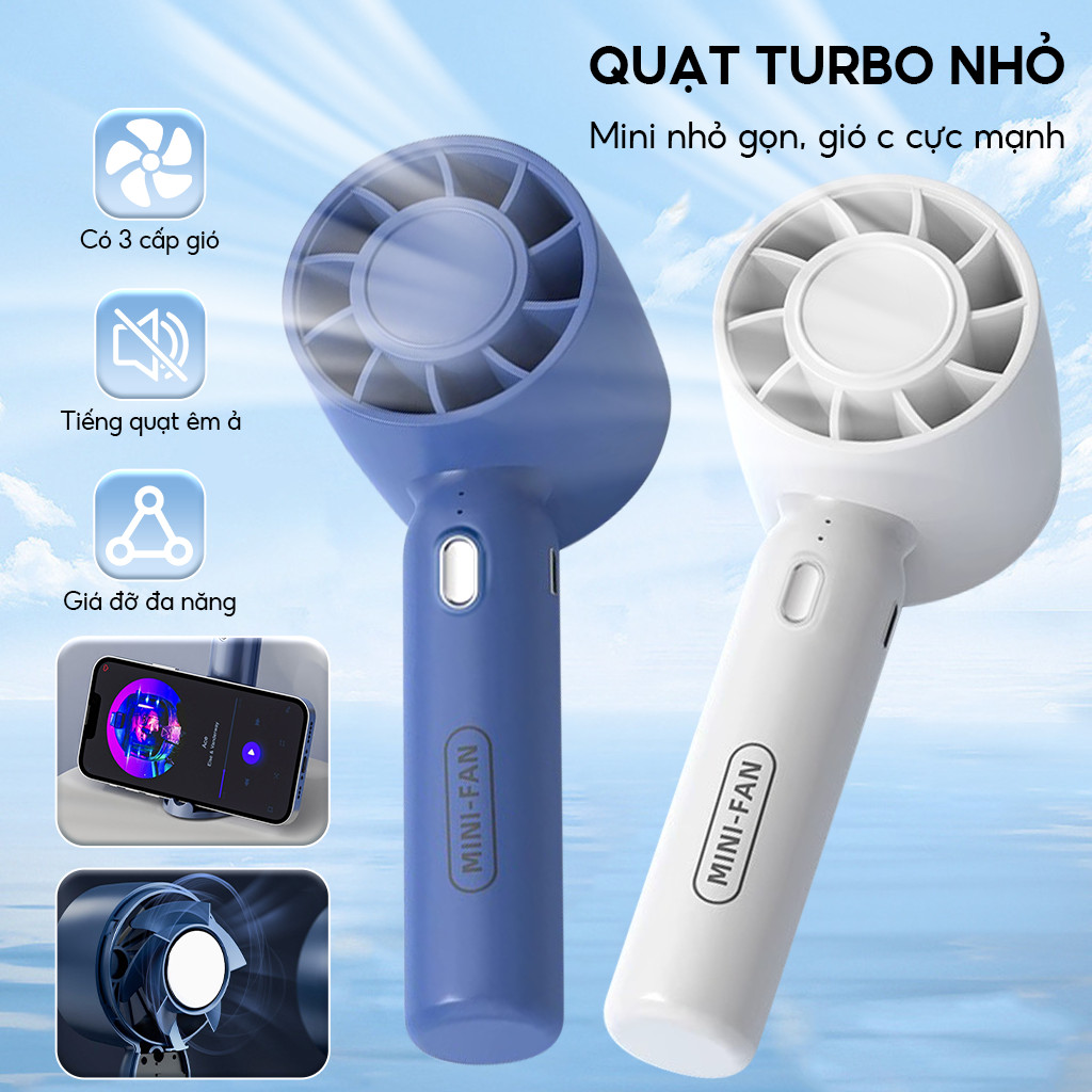Quạt Không Cánh Mini Turbo USB - Quạt Cầm Tay & Để Bàn, Gió Mạnh, Chống Nóng Ngoài Trời