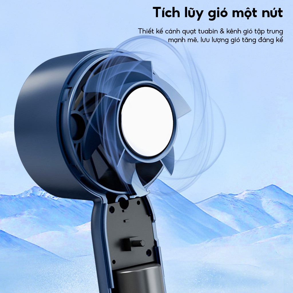 Quạt Không Cánh Mini Turbo USB - Quạt Cầm Tay & Để Bàn, Gió Mạnh, Chống Nóng Ngoài Trời
