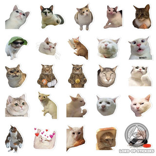 Set 50 sticker Meme Sticker Mèo Cute - Sticker Trang Trí Mũ Nón Bảo Hiểm, Ván Trượt, Laptop, Sổ