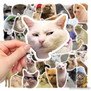 Set 50 sticker Meme Sticker Mèo Cute - Sticker Trang Trí Mũ Nón Bảo Hiểm, Ván Trượt, Laptop, Sổ