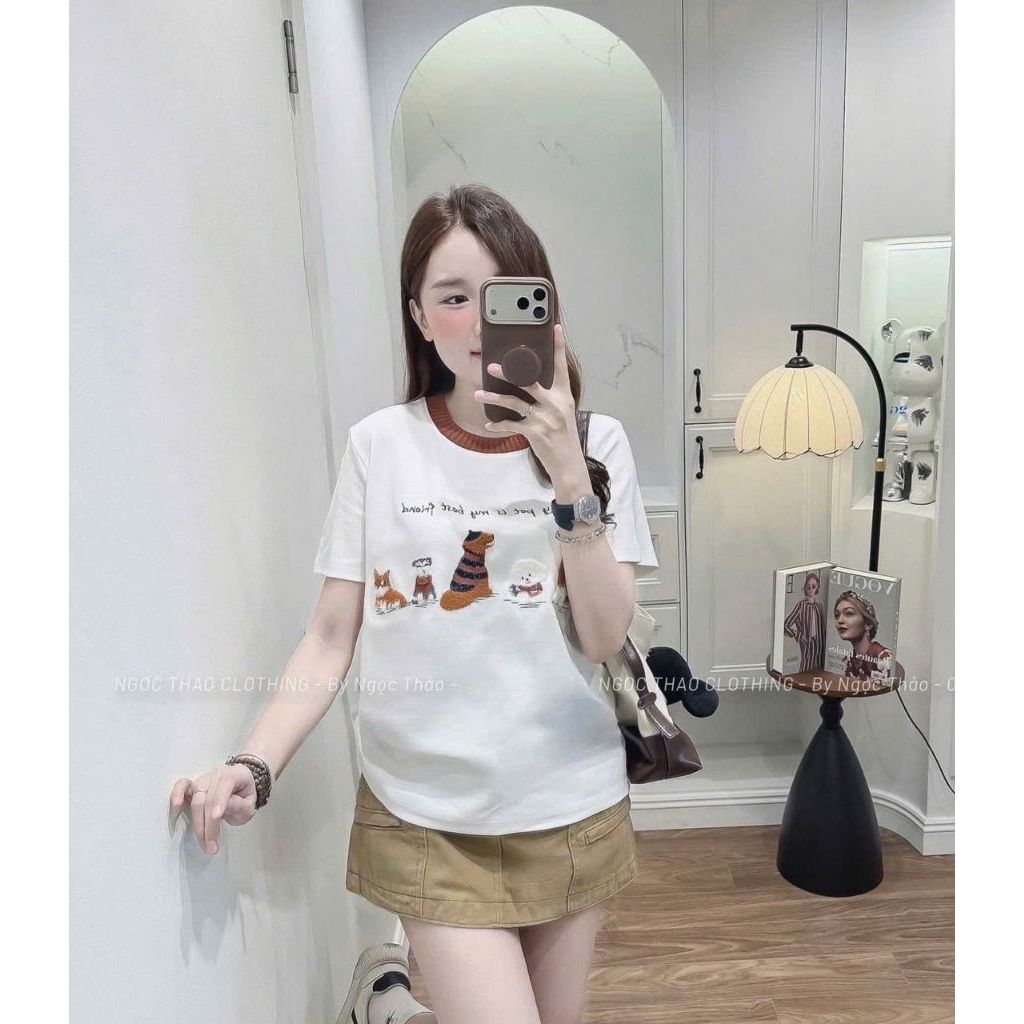[𝑯𝒂 𝑨𝒏𝒉] Áo Cộc Phông Thêu nhiều Chó QCL1