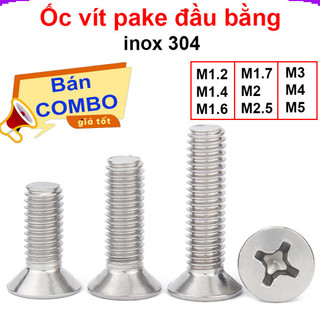 [Giá combo] (50 cái) Ốc vít pake đầu côn, đầu bằng M3 inox 304 dài 6-20mm