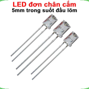LED 5mm trong suốt đầu lõm (trắng/xanh lá/xanh dương)