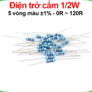 Điện trở cắm 1/2W 5 vòng màu ±1% - giá trị 0R đến 120R