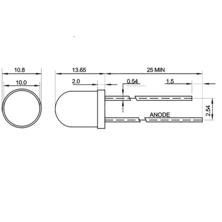 [Giá bán sỉ] (20 cái) LED 10mm màu (đỏ/vàng/xanh lá/xanh dương)