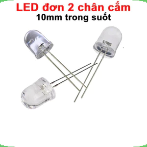 LED 10mm trong suốt (đỏ/trắng/vàng/xanh lá/xanh dương)