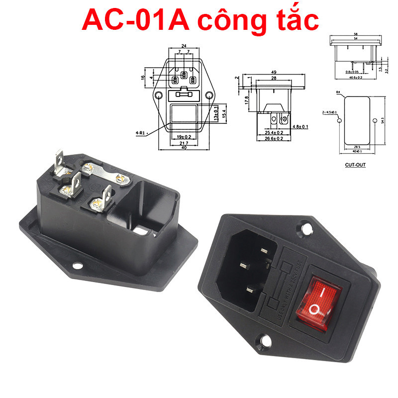 [Giá bán sỉ] Đầu nối nguồn, jack cắm AC hàn dây chịu tải tốt cho máy móc thiết bị điện