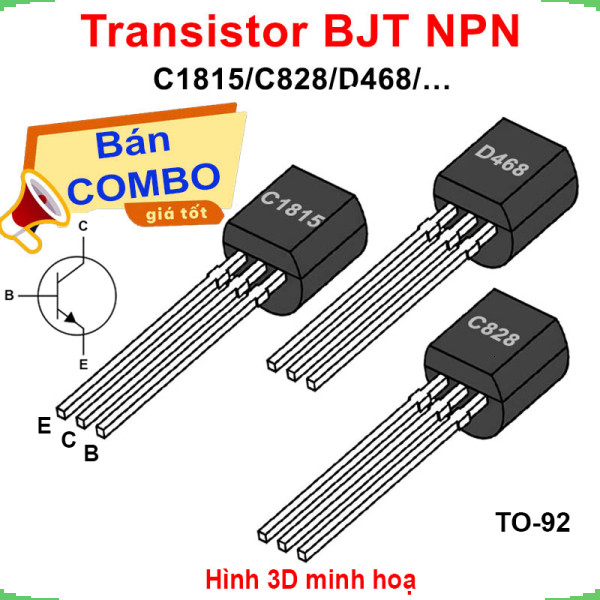 [Giá bán sỉ] (50 cái) Transistor BJT NPN C1815 / C828 / D468…chân cắm TO-92