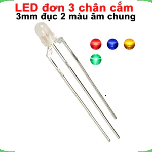 LED đơn 3 chân cắm 3mm đục 2 màu âm chung