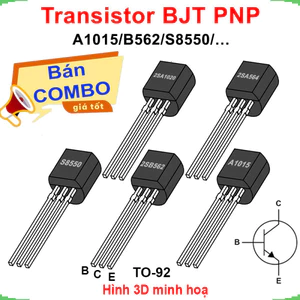 Transistor BJT PNP A1015/B562/A1012/... chân cắm TO-92