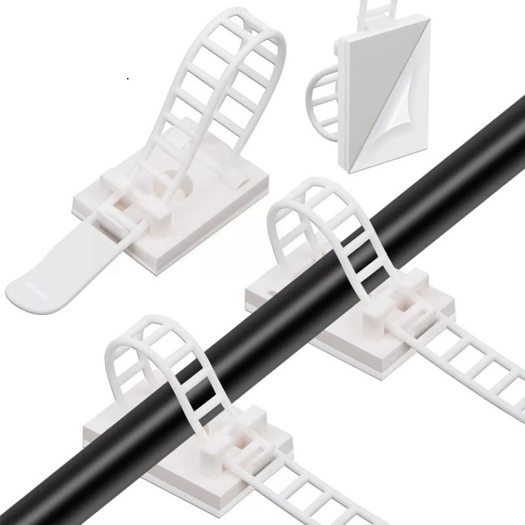 [Giá bán sỉ] (20 cái) Kẹp rút giữ dây ACT trắng/đen có keo dán 3M 1600T