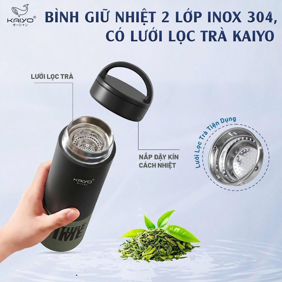 [KVF1532-6940] Bình giữ nhiệt 2 lớp inox 304 KAIYO, có lõi lọc trà dung tích 700ml