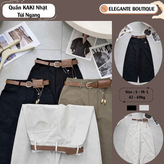 [MẪU New 2026 ] Quần Kaki Ống Rộng ELEGANTE BOUTIQUE Cong Túi Ngang From Rộng Hàng Đẹp, Che Khuyết Điểm Đôi Chân Cực Tốt