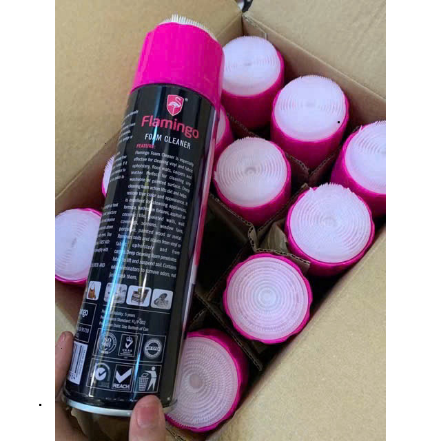 [Hỏa Tốc HCM] Bọt Tuyết Vệ Sinh Nội Thất Ô Tô Flamingo F002, Chai Xịt Da 650ml - Chất Lượng Chính Hãng