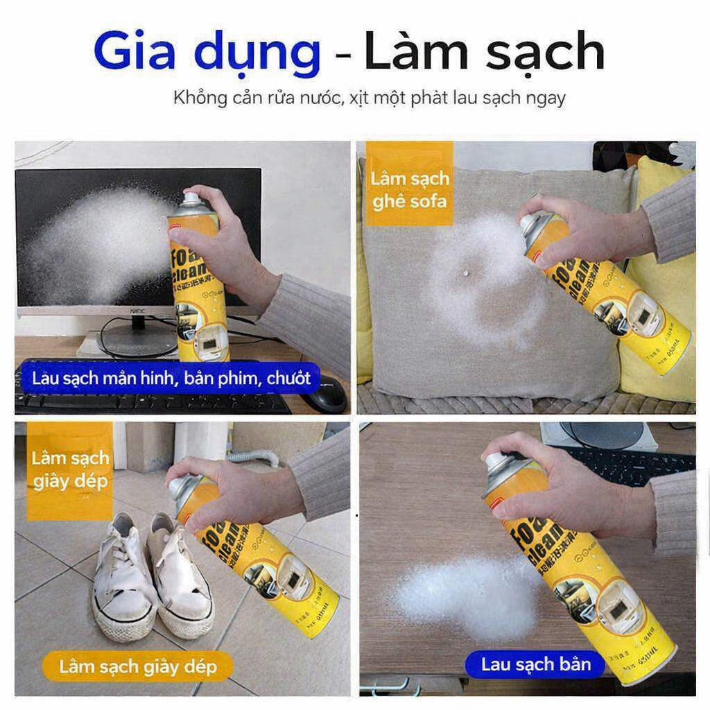 [Hỏa Tốc HCM] Chai Xịt Bọt Vệ Sinh Nội Thất Gia Đình Và Xe Ô Tô 300ml Chính Hãng