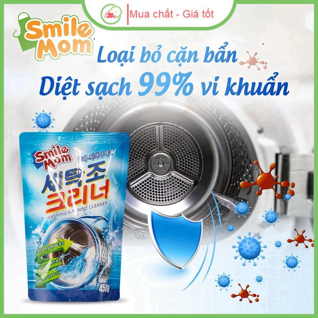 [Hỏa Tốc HCM] Smile Mom Bột Vệ Sinh Sạch Lồng máy Giặt 450gr Chính Hãng Hàn Quốc