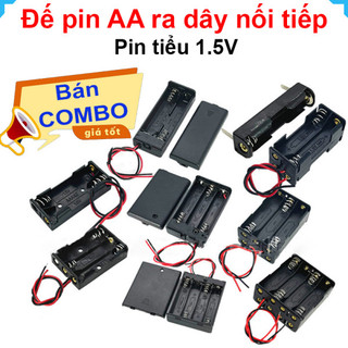 [Bán sỉ combo] Đế pin tiểu, pin AA đầu ra dây nối tiếp, đế pin có nắp có kèm công tắc