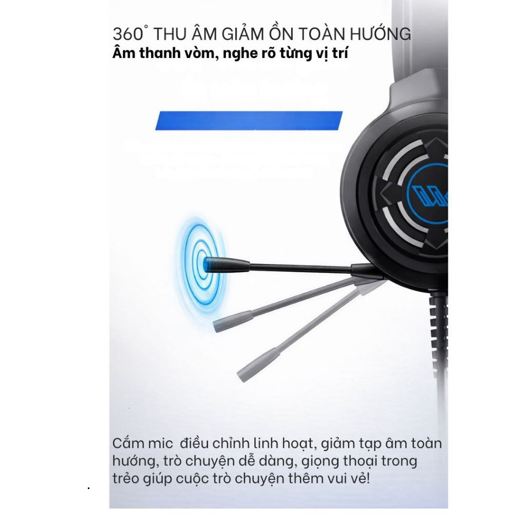 Tai nghe chụp tai máy tính GAMING 7.1 có đèn LED, có mic đàm thoại, headphone chơi game laptop, PC