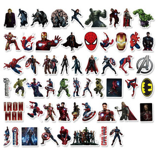 [Set 50 Cái] Sticker phong cách Spiderman, Avengers dán trang trí laptop, mũ nón bảo hiểm, vali, xe tay ga - DB.015