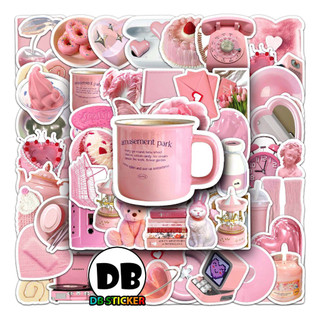 [Set 50 Cái] Sticker Hồng dễ thương nhiều họa tiết chống nước, dán trang trí laptop, mũ bảo hiểm, vali, xe ga DB.176