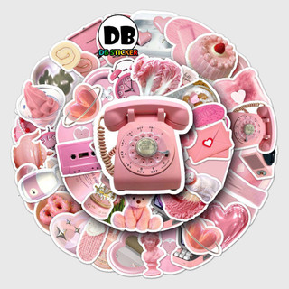 [Set 50 Cái] Sticker Hồng dễ thương nhiều họa tiết chống nước, dán trang trí laptop, mũ bảo hiểm, vali, xe ga DB.176