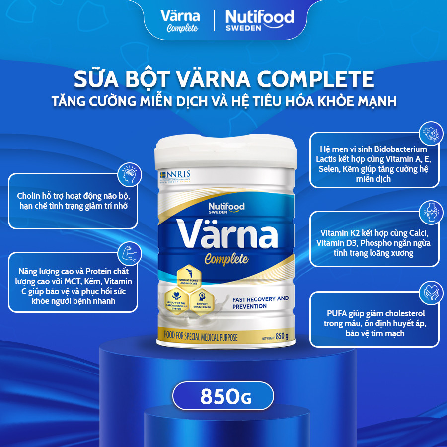 Sữa Bột Varna Complete (850g) - Hỗ Trợ Giảm Đau Nhức Xương Khớp, Hồi Phục Thể Trạng, Sức Khỏe