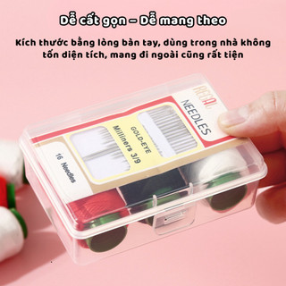 Hộp Kim Chỉ May Cao Cấp – Kim Khâu Thép Nhiều Kích Thước Kèm Dụng Cụ Xỏ Kim Nhanh Chóng Ngói - HDKC04